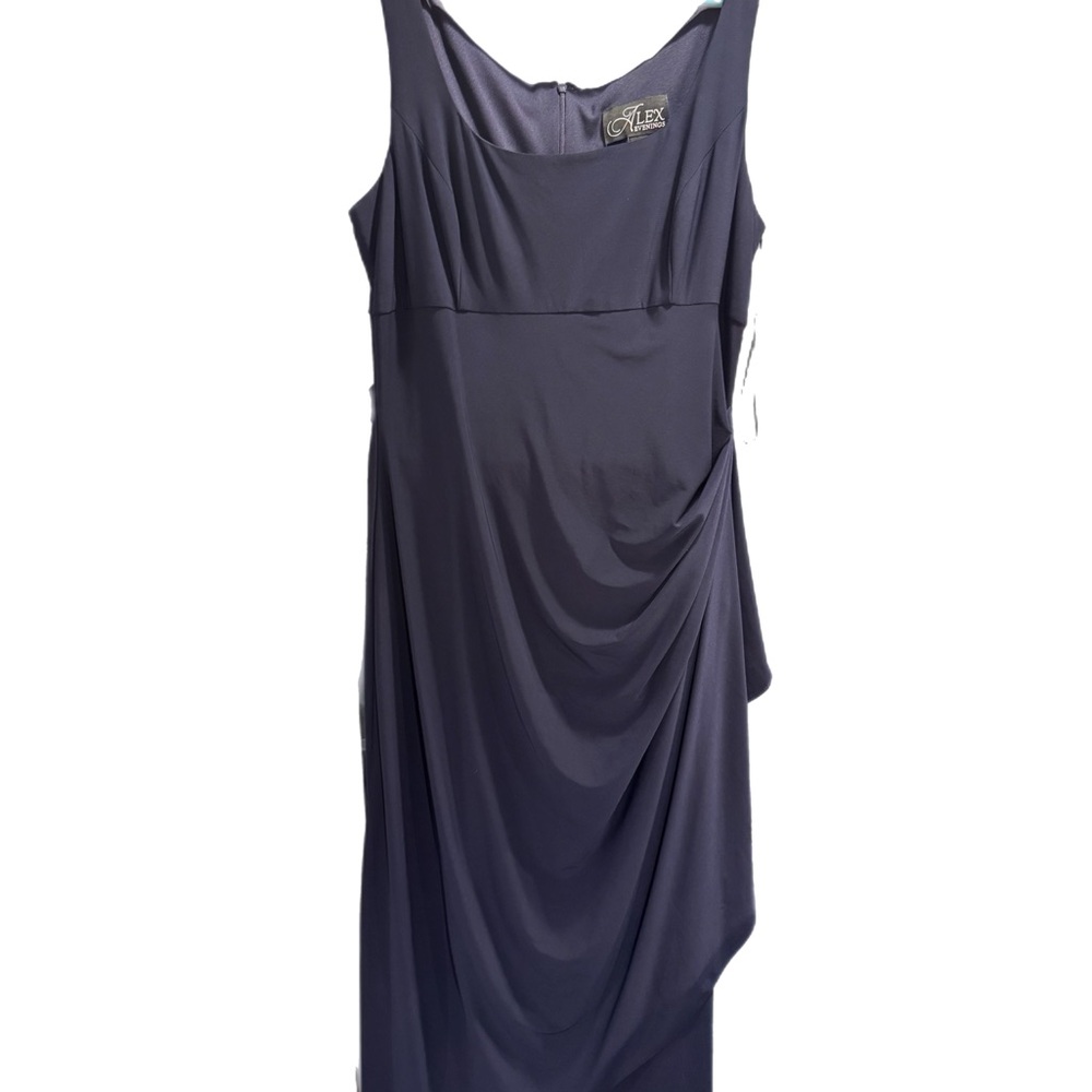 Alex Evenings Asymmetrical Slate Dress